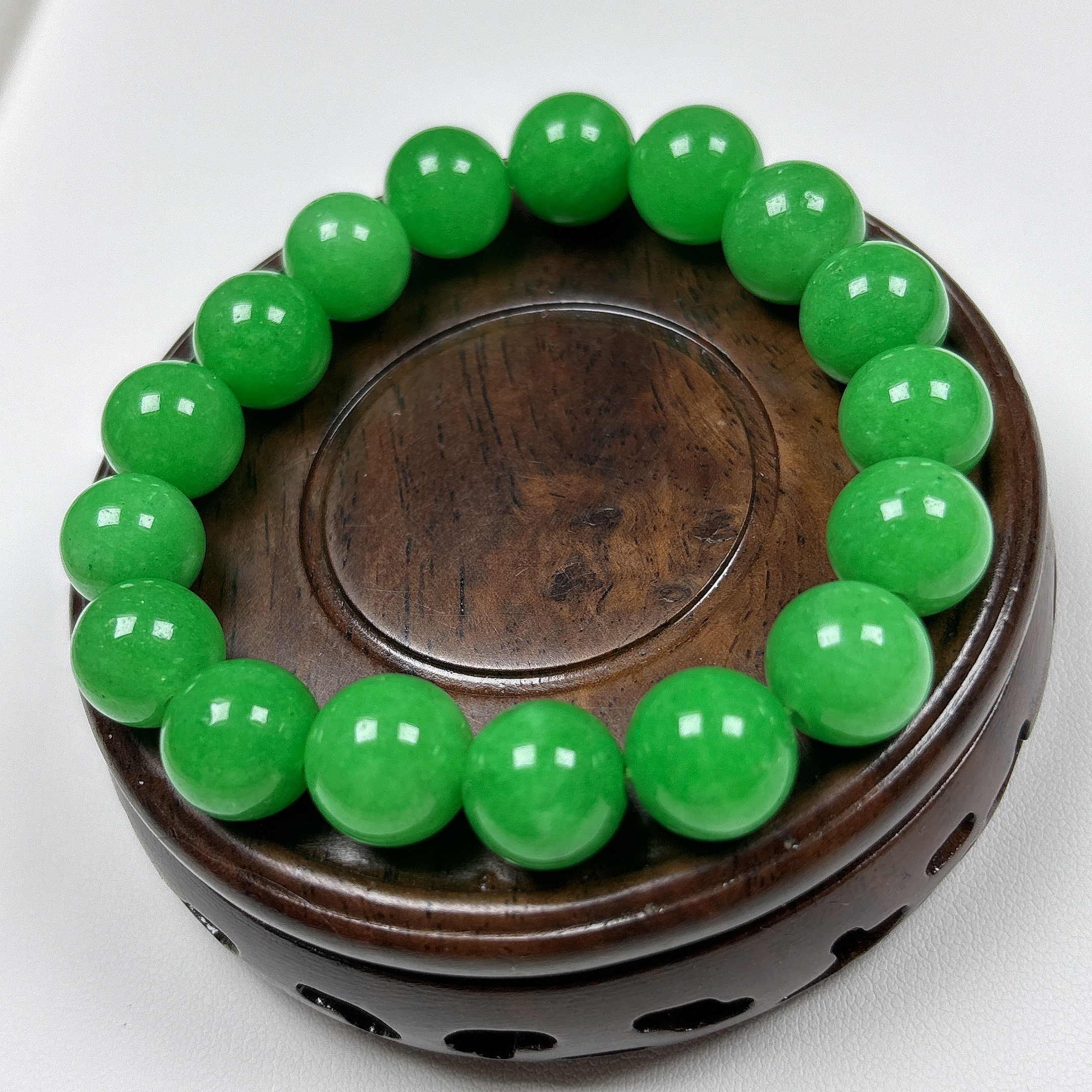 卡12天然缅A满绿圆珠手串-多样性发一串