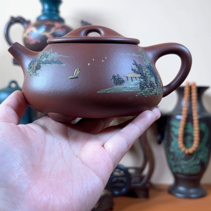 紫砂茶壶满瓢底槽清