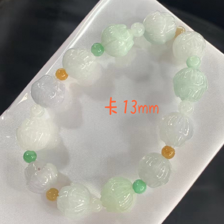 缅甸翡翠A货莲花手串时尚百搭男女通用