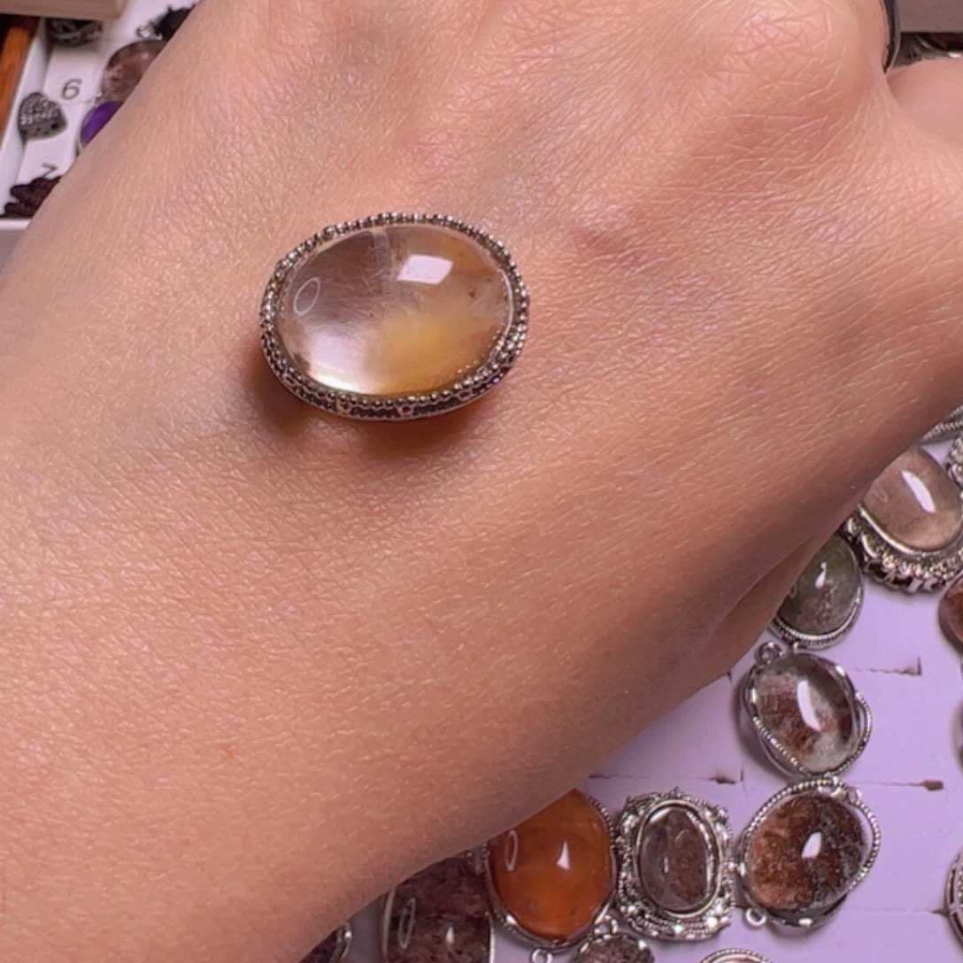 水晶手链银S800镀金镶嵌锤*