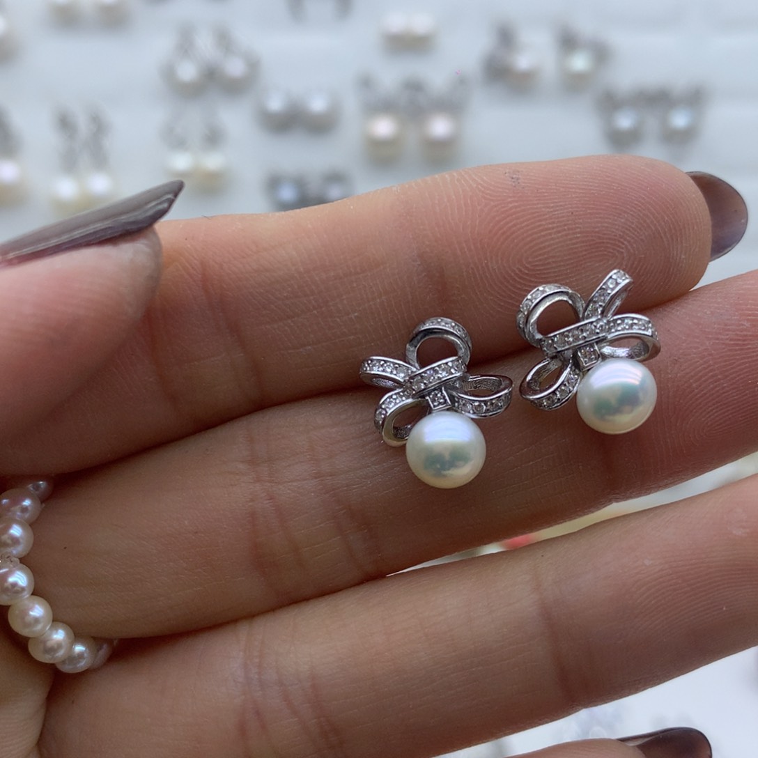 淡水珍珠耳饰银S925镶嵌