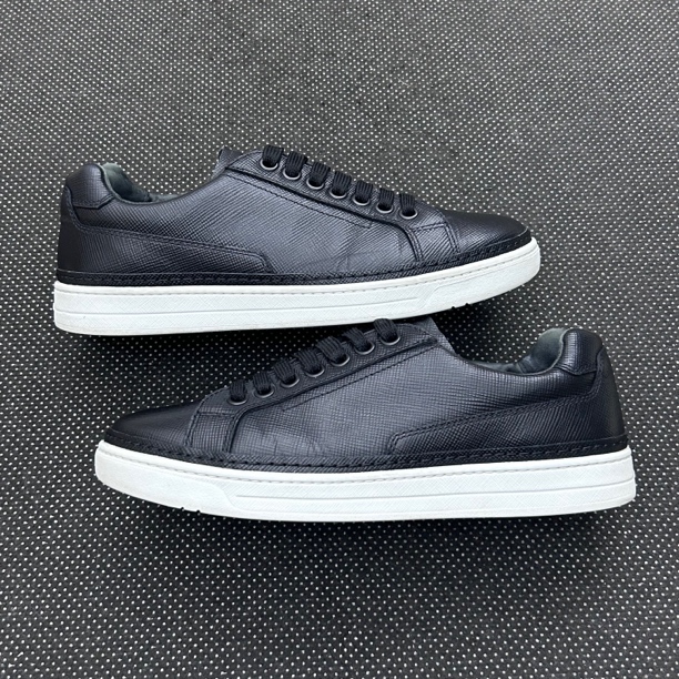 95新 Prada/普拉达 41码 26.5cm 普拉达 黑白 皮面 板鞋 二手古驰