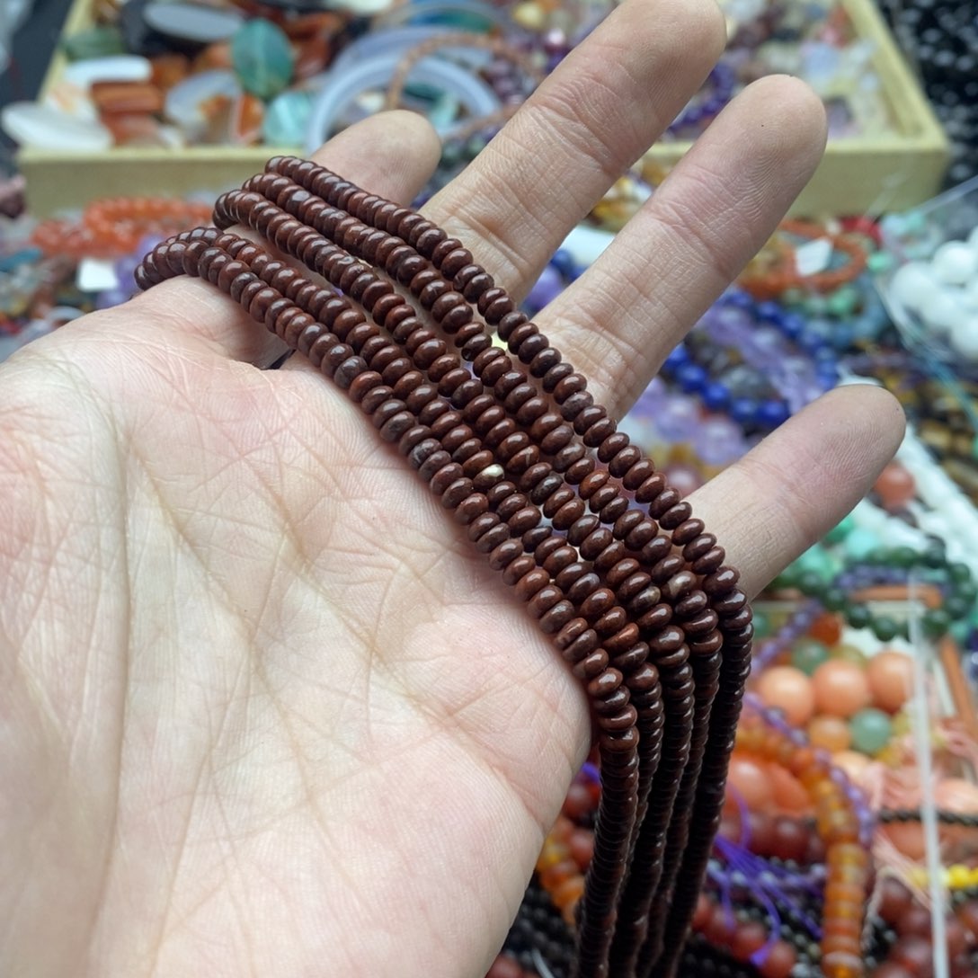 玛瑙/玉髓未镶嵌珠宝半成品一条天然4mm红石算盘珠