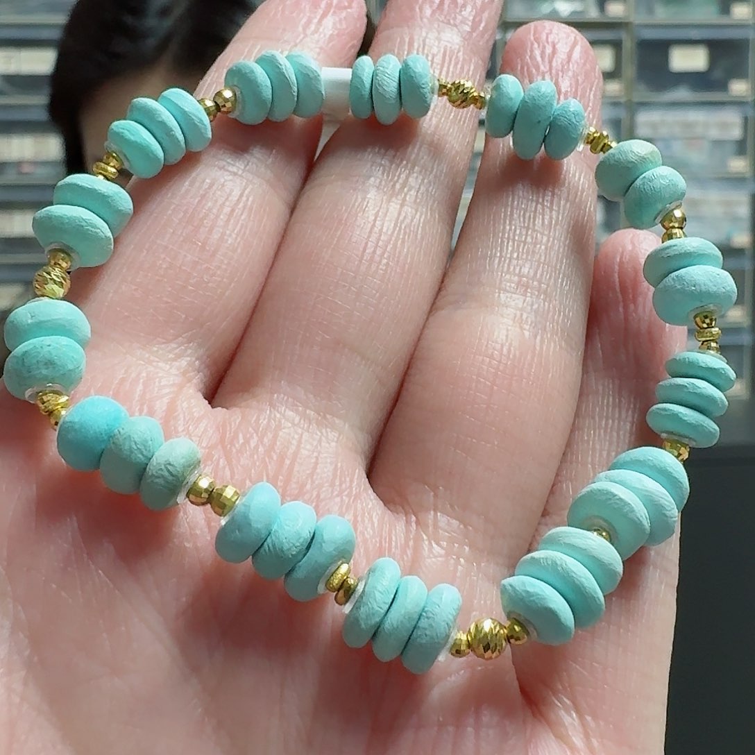 绿松石珠宝奇石18K金镶嵌