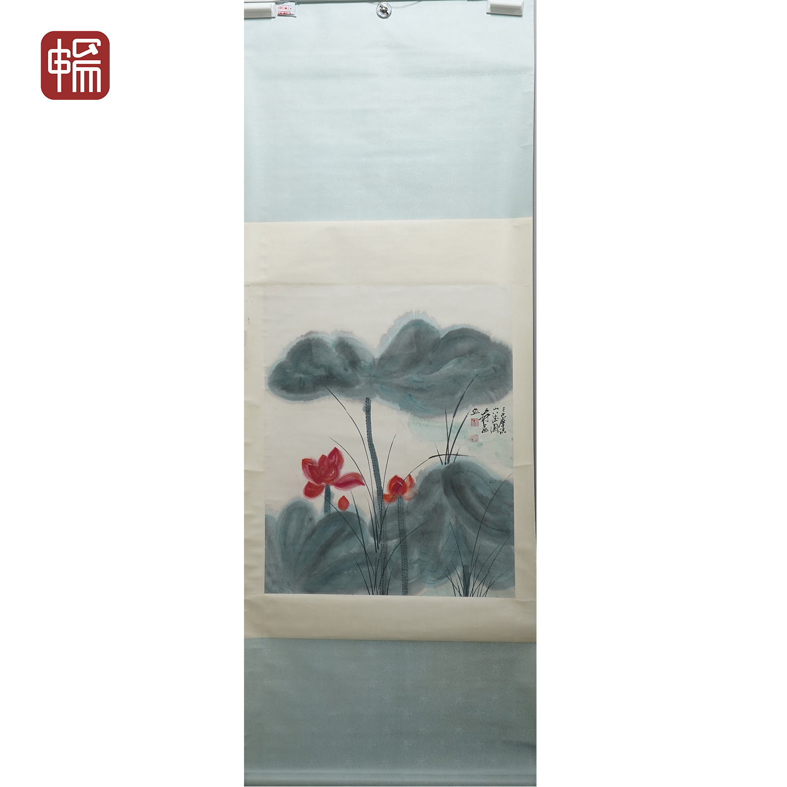 T1040 红荷图 83.5*67.5(5.07) 纸本立轴 FL