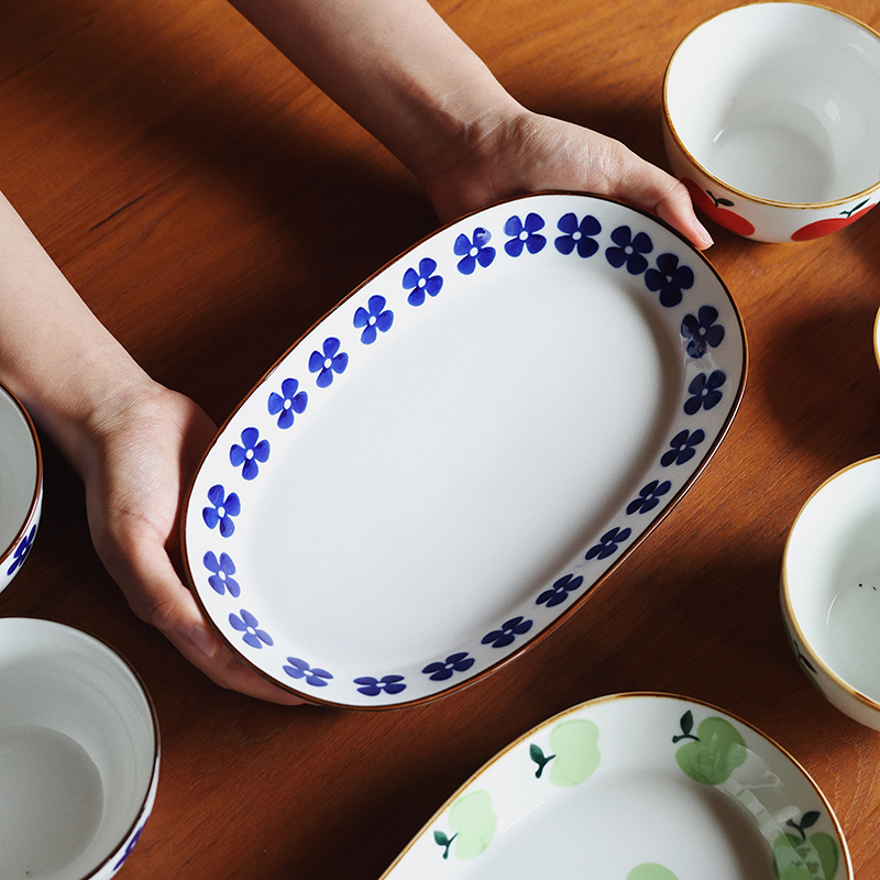 【瑕疵】 10.5英寸四叶草椭圆盘 26.5×16×4cm