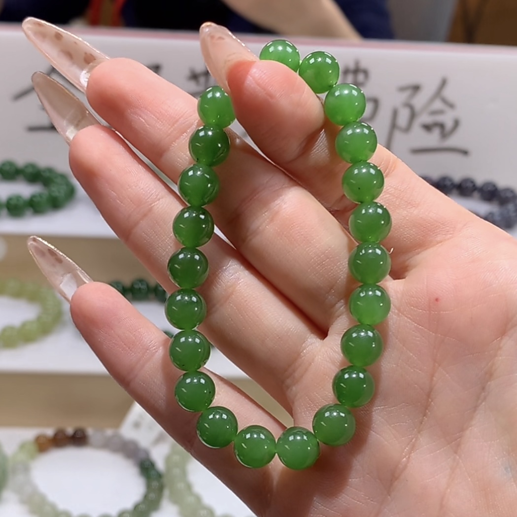 和田玉b08h俄碧玉手串8mm百搭绿色简美气质多色多样性发一女手串