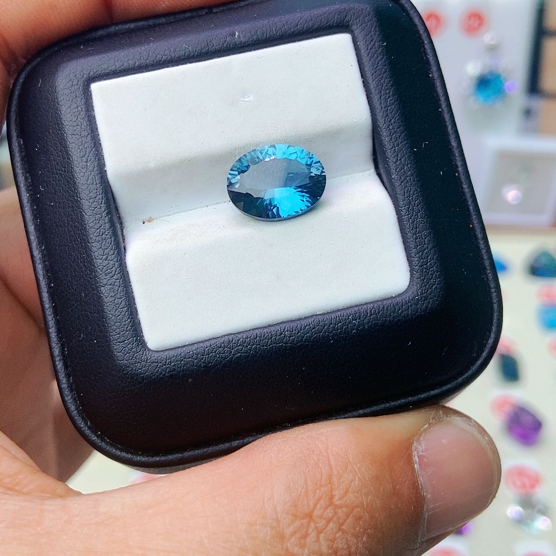 托帕石戒指银S925镶嵌简单4抓，15号