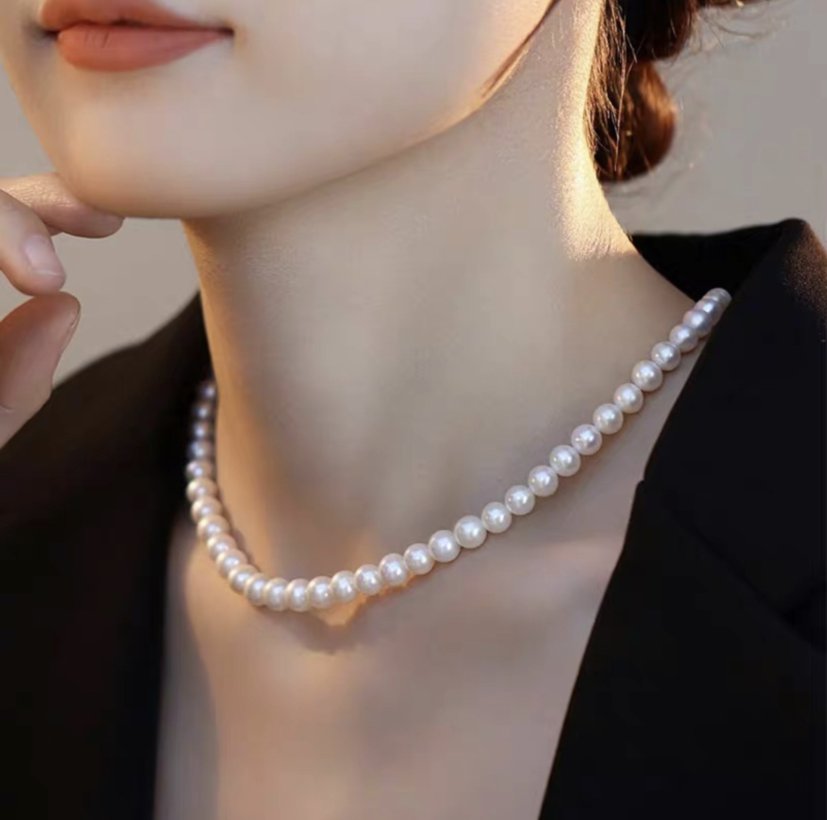 淡水珍珠7-8mm日常百搭扣子S925银