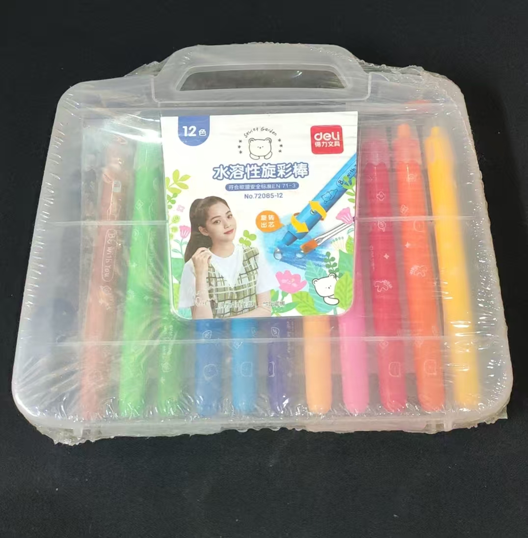 得力12色水溶性旋彩棒