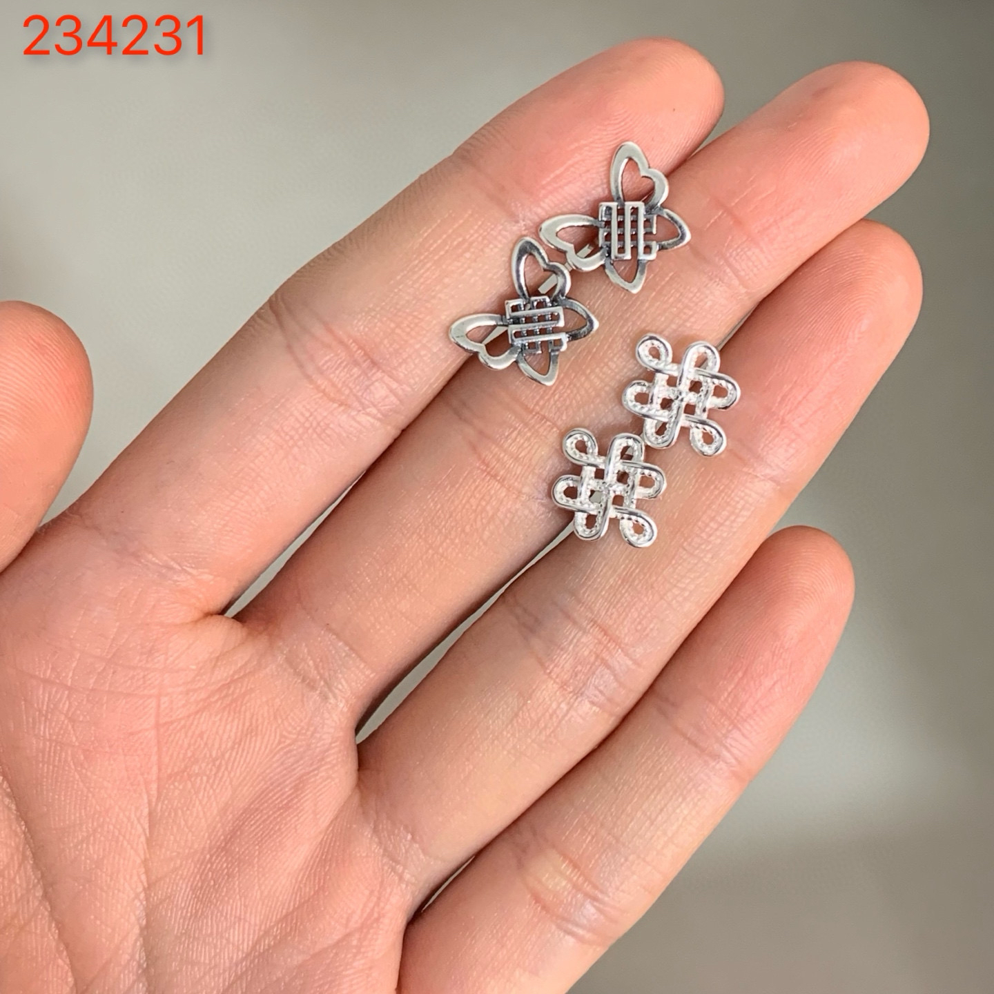 925银银制品 纯银民族风耳钉复古精致