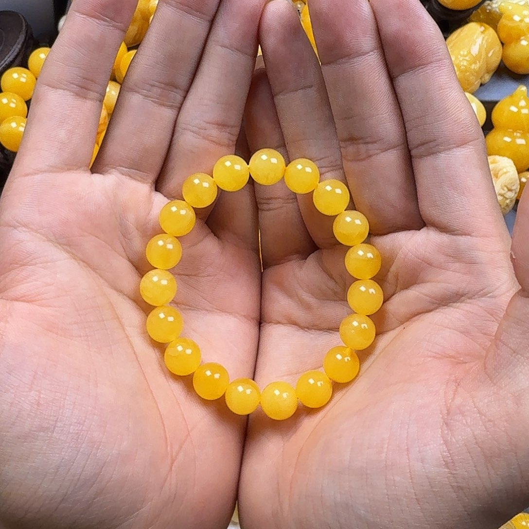 蜜蜡珠宝奇石18K金镶嵌10mm