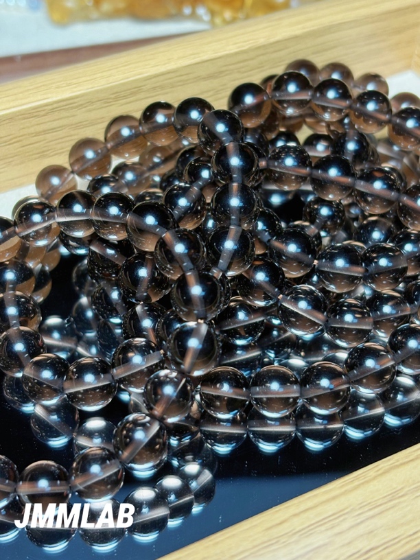 【冰种黑曜】JMMLAB高品天然冰种黑曜水晶手串 九紫离火戴右手