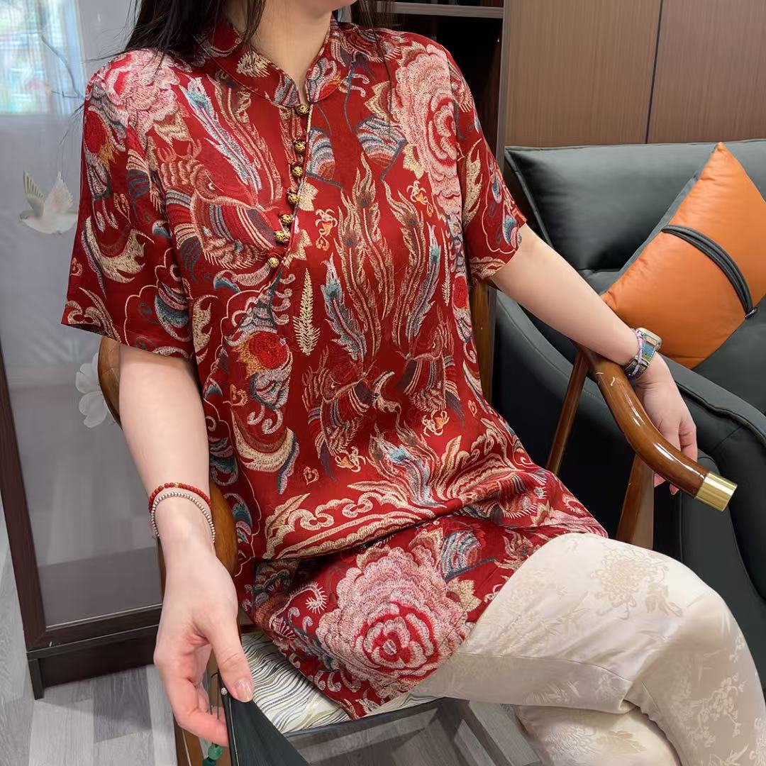 【衣美之源】喜事连连复古中式立领短袖上衣