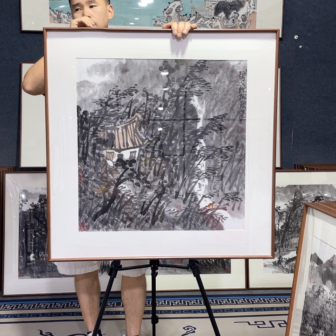 国画手绘画作品带框80/80