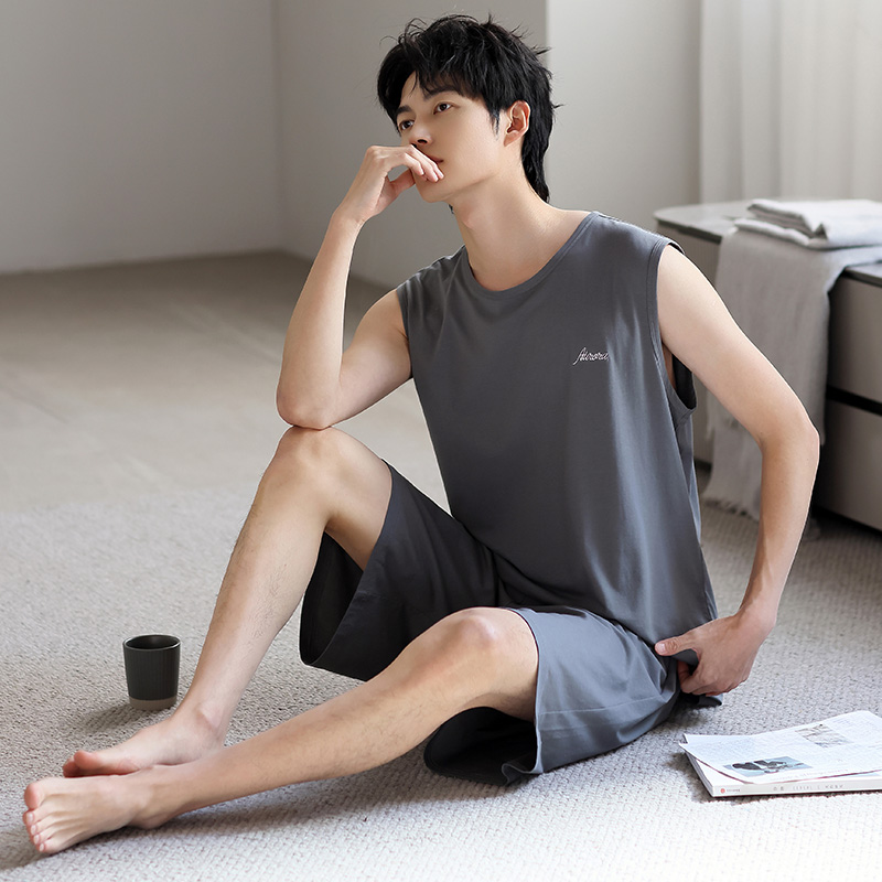 莫代尔夏季凉感睡衣男2025新款夏天休闲速干可外穿背心家居服套装