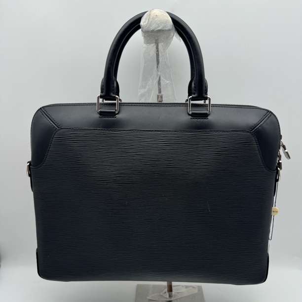 95新 LouisVuitton/路易威登 98新黑色水波纹手提公文包/2741男士