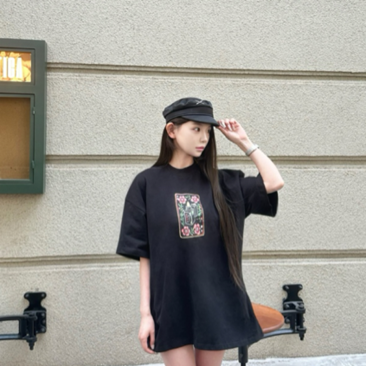 PERD 字母扑克休闲宽松短袖T恤