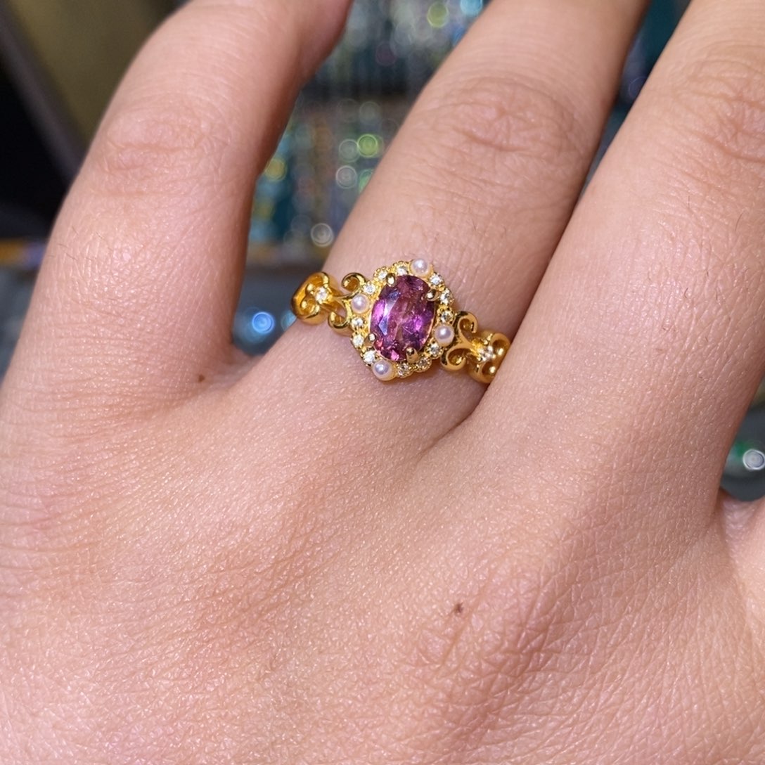 碧玺戒指银S925镶嵌46778