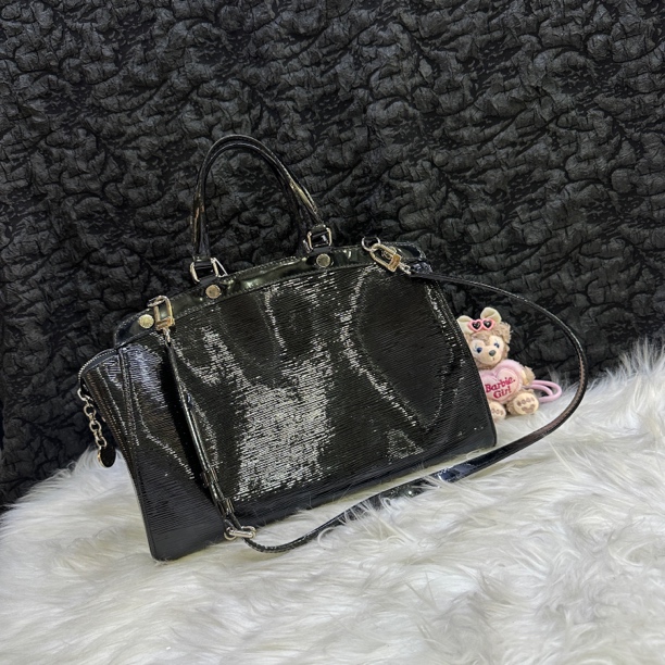 95新 LouisVuitton/路易威登 LV黑色水波纹医生包单肩包