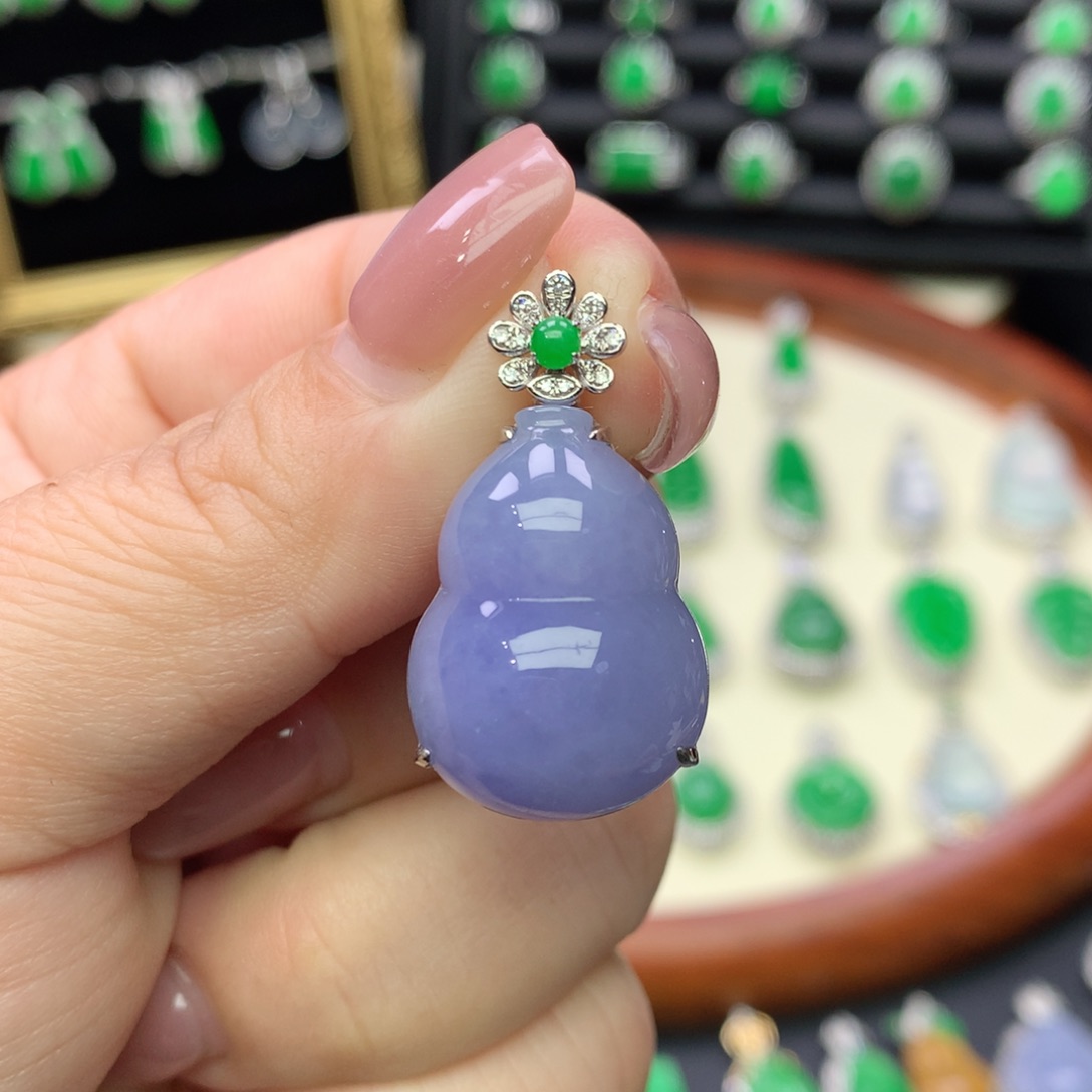 翡翠18K金镶嵌吊坠(不含链)