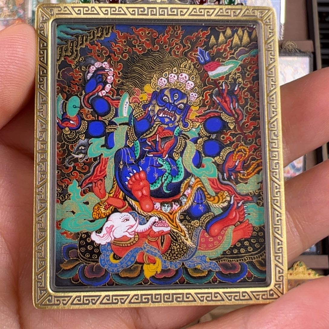 初***心吊坠大黑天唐卡绘画作品