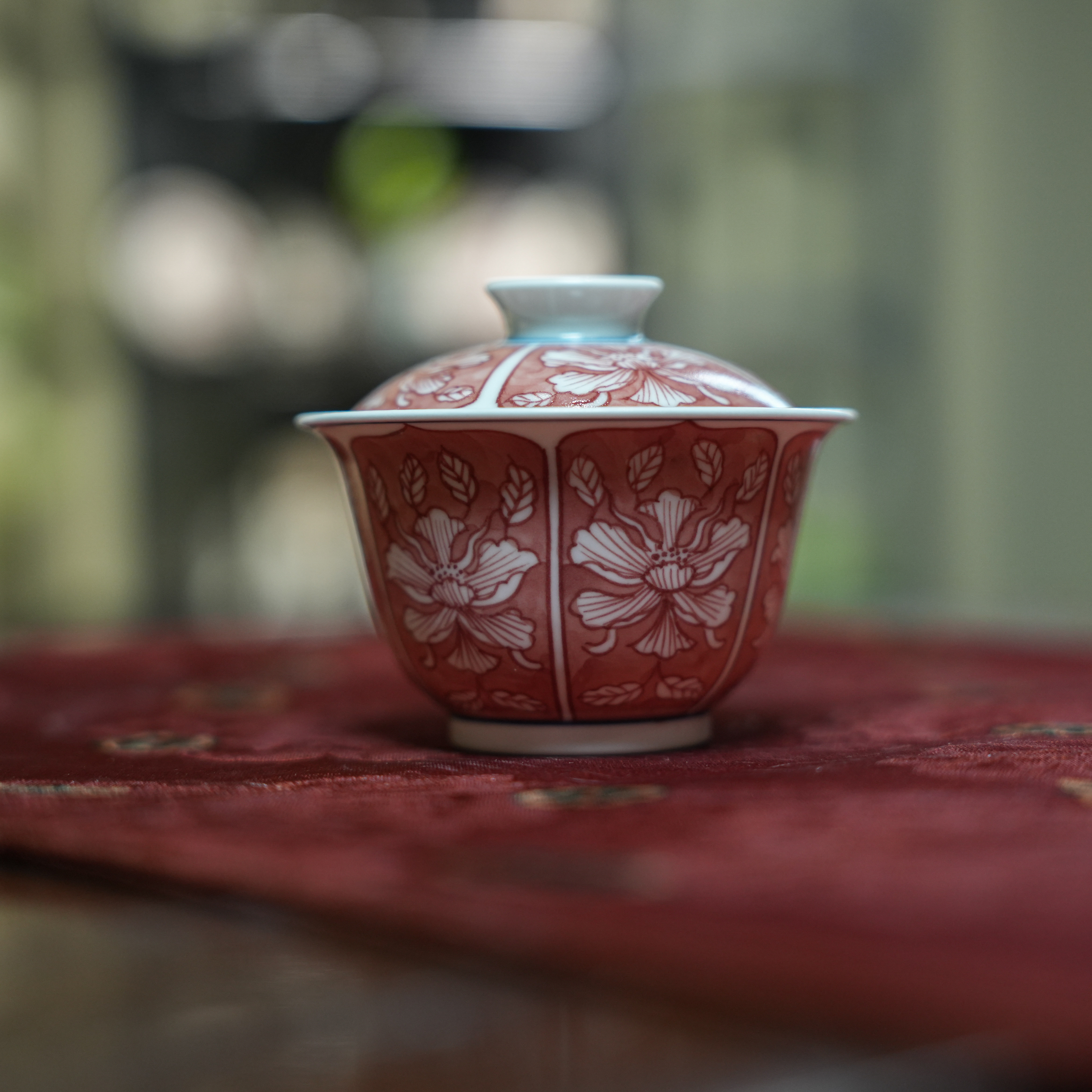 【非遗甄选】朱彩牡丹盖碗