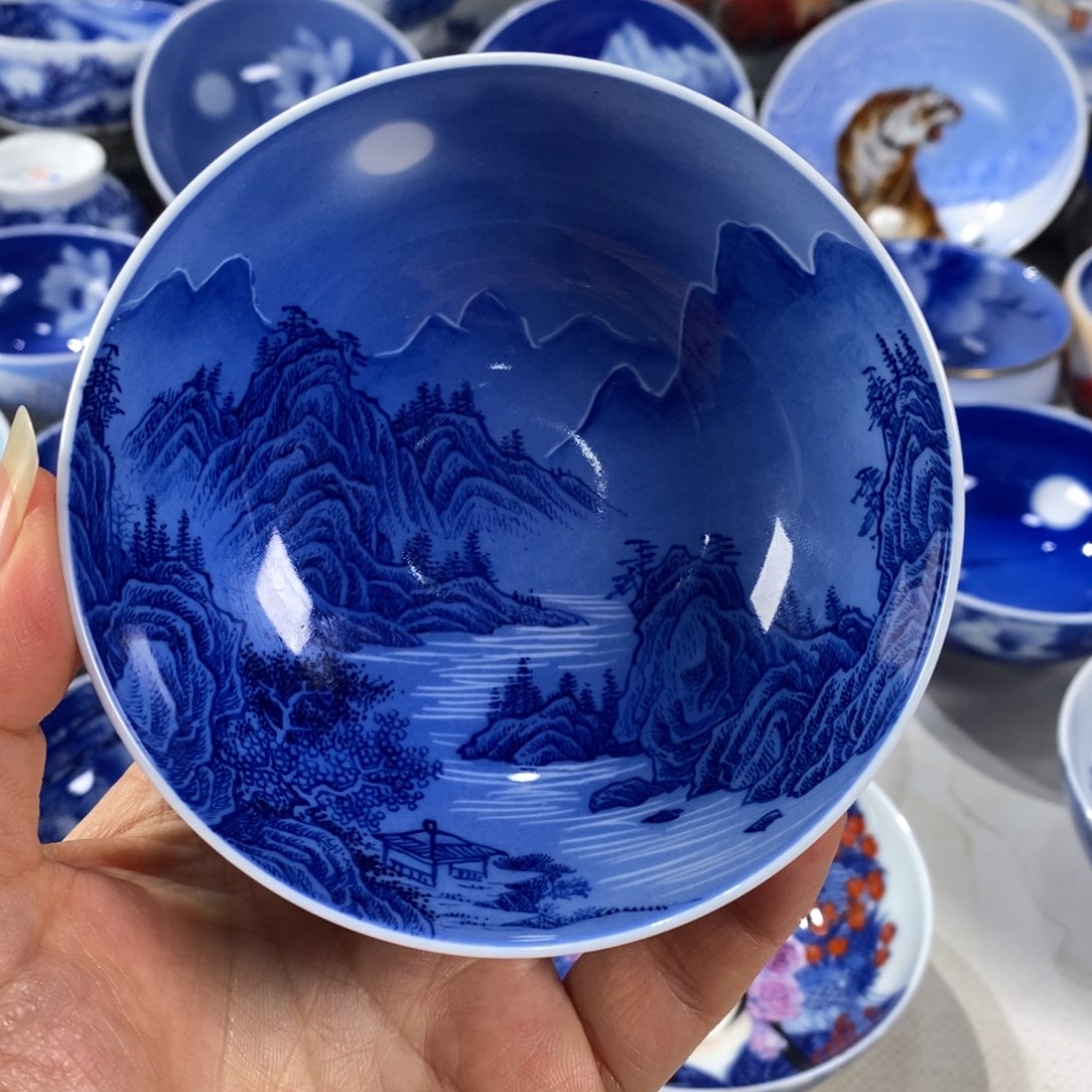 青花山水主人杯杯