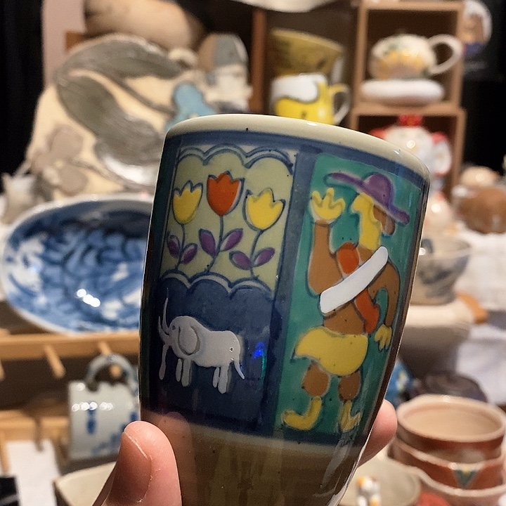 搪瓷高足陶胎水杯