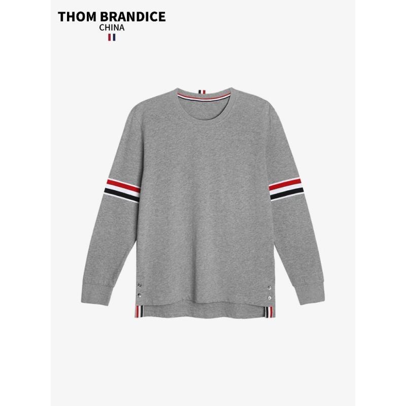 TB【官方正品】汤姆布郎THOMBRANDICE圆领长袖双袖织带纯棉打底T恤
