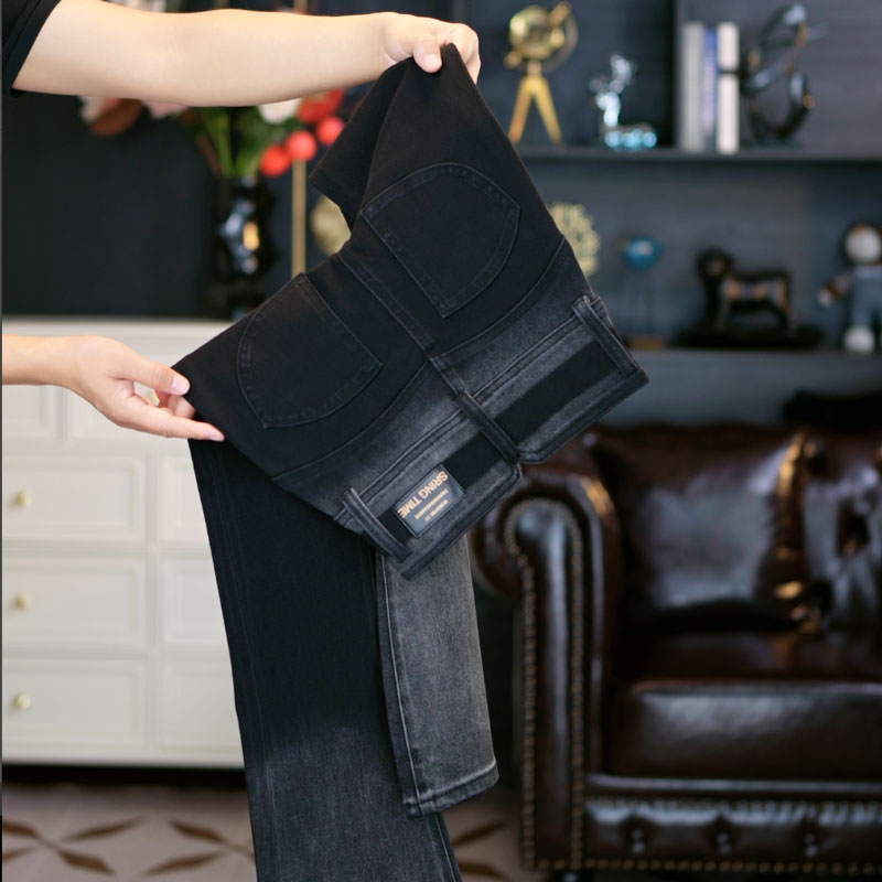 【渐变元素】黑色高级感8倍四面弹微喇高腰气质喇叭秋季穿搭