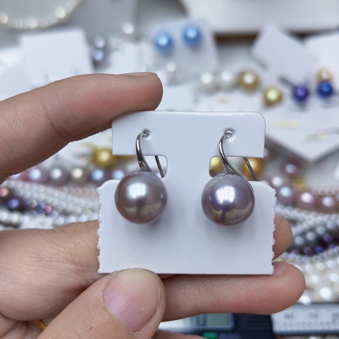 淡水珍珠耳饰银S925镶嵌