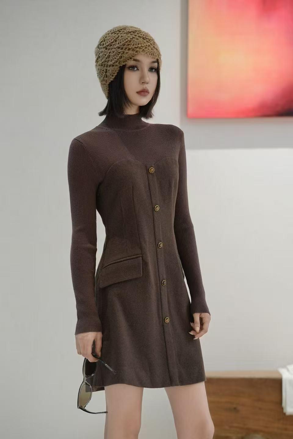 杨杨 MI2-假两件拼接连衣裙E3210