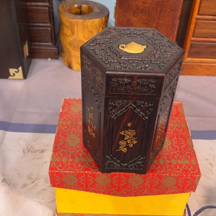 木大红酸枝茶叶罐好货