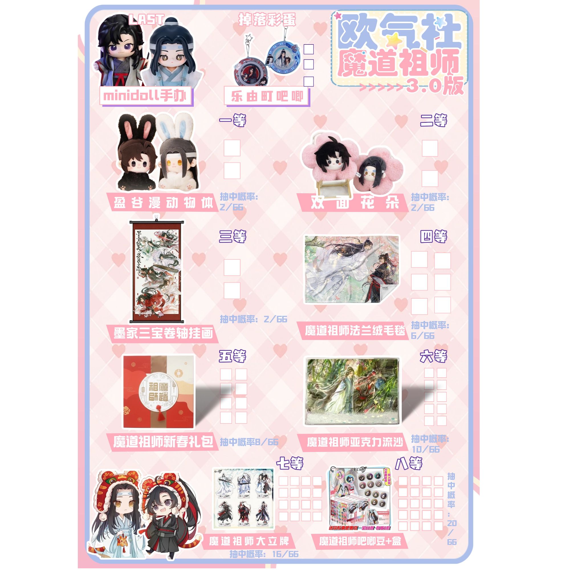 【平拆】欧气社 魔道祖师第三弹 抽福福引正版周边吧唧萌粒手办盲盒