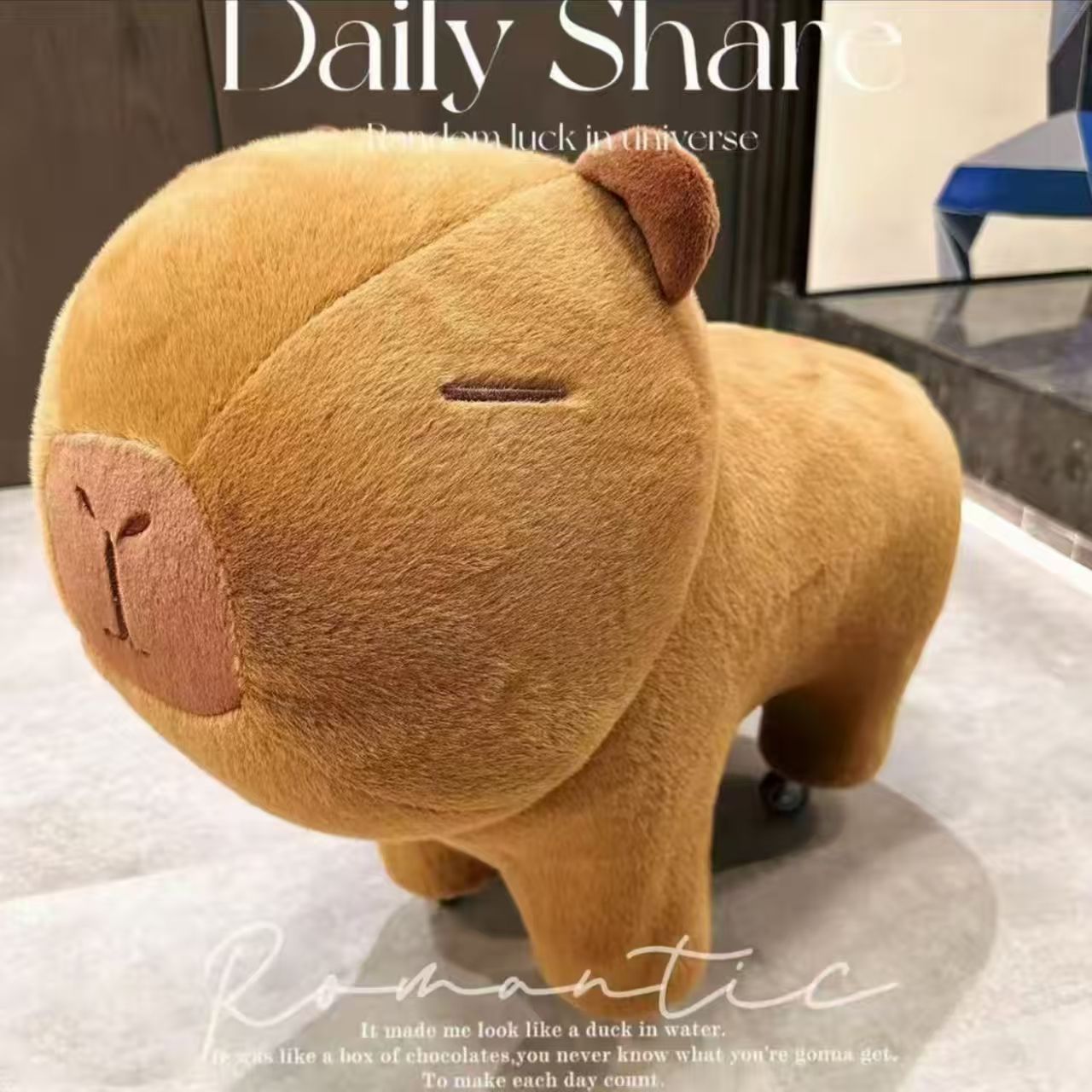 超可爱卡皮巴拉坐凳换鞋凳动物造型门口家用滑轮凳子