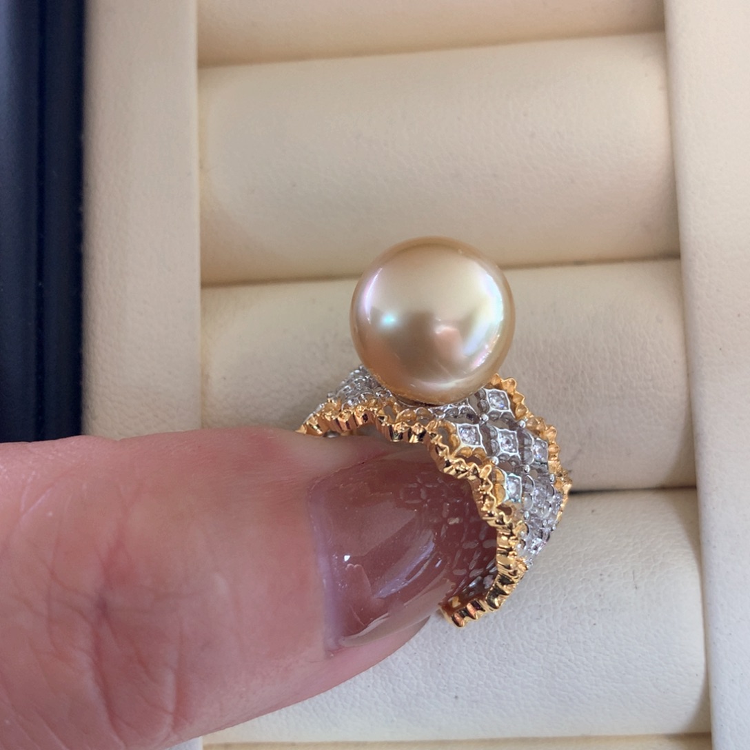 海水珍珠戒指银S925镶嵌