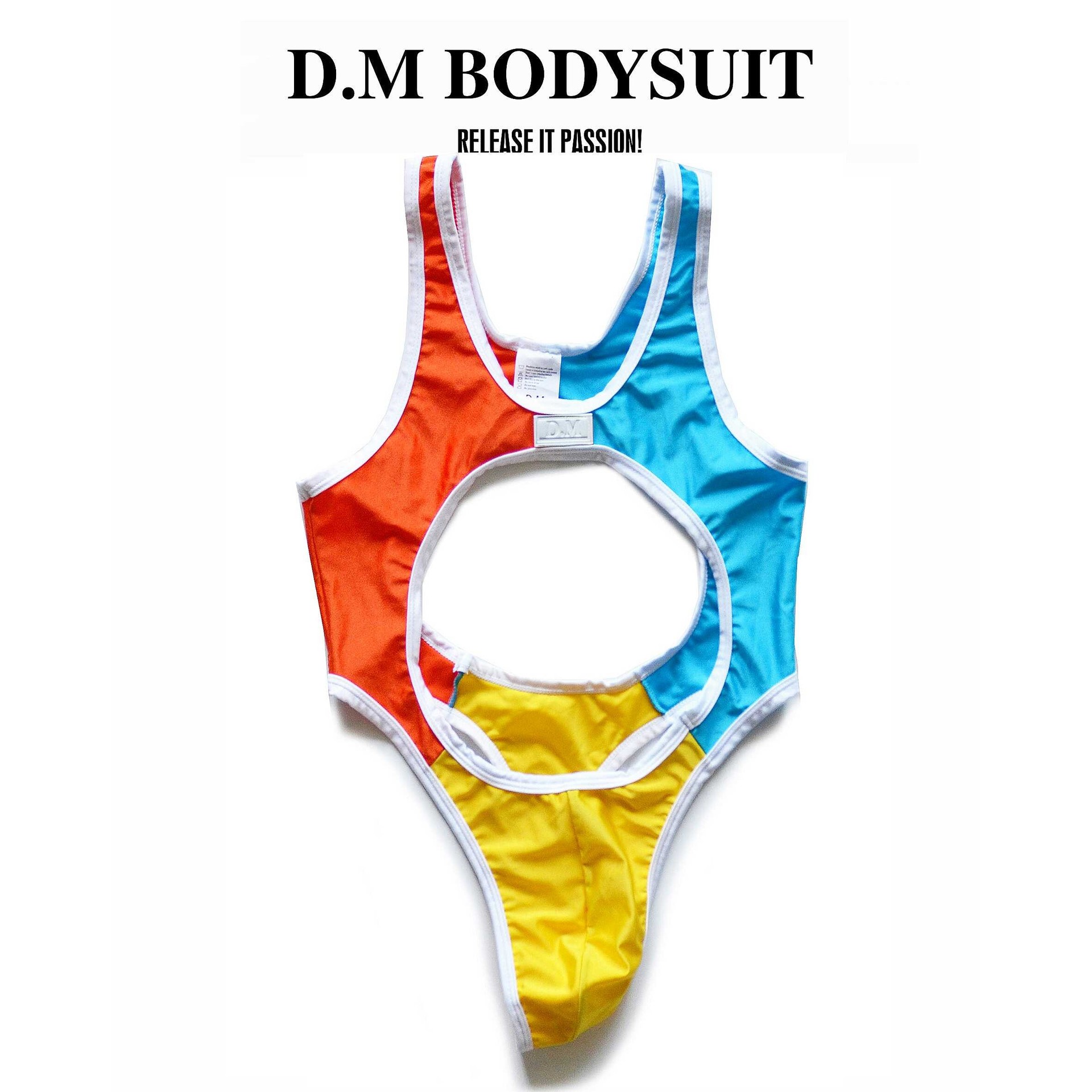 D.M男内裤性感吊带连体裤单丁诱惑舞台个性缕空锦纶高弹比基尼