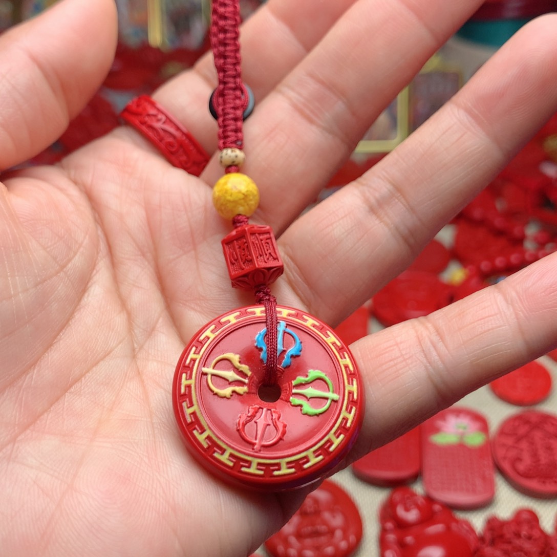 天然辰砂工艺品朱砂钥匙扣