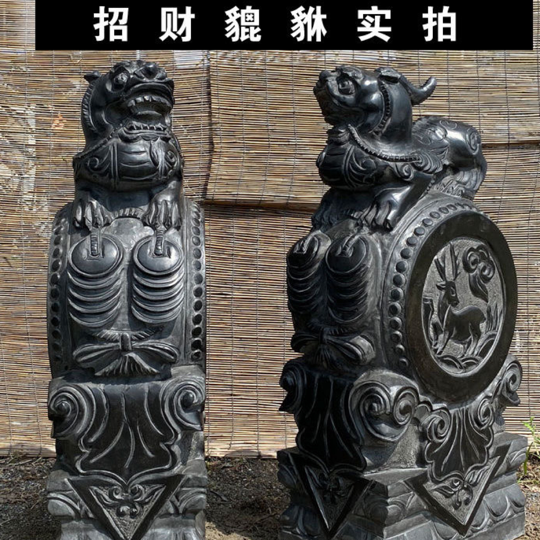 青石材质貔貅门墩抱鼓石复古怀旧家用门口石雕摆件