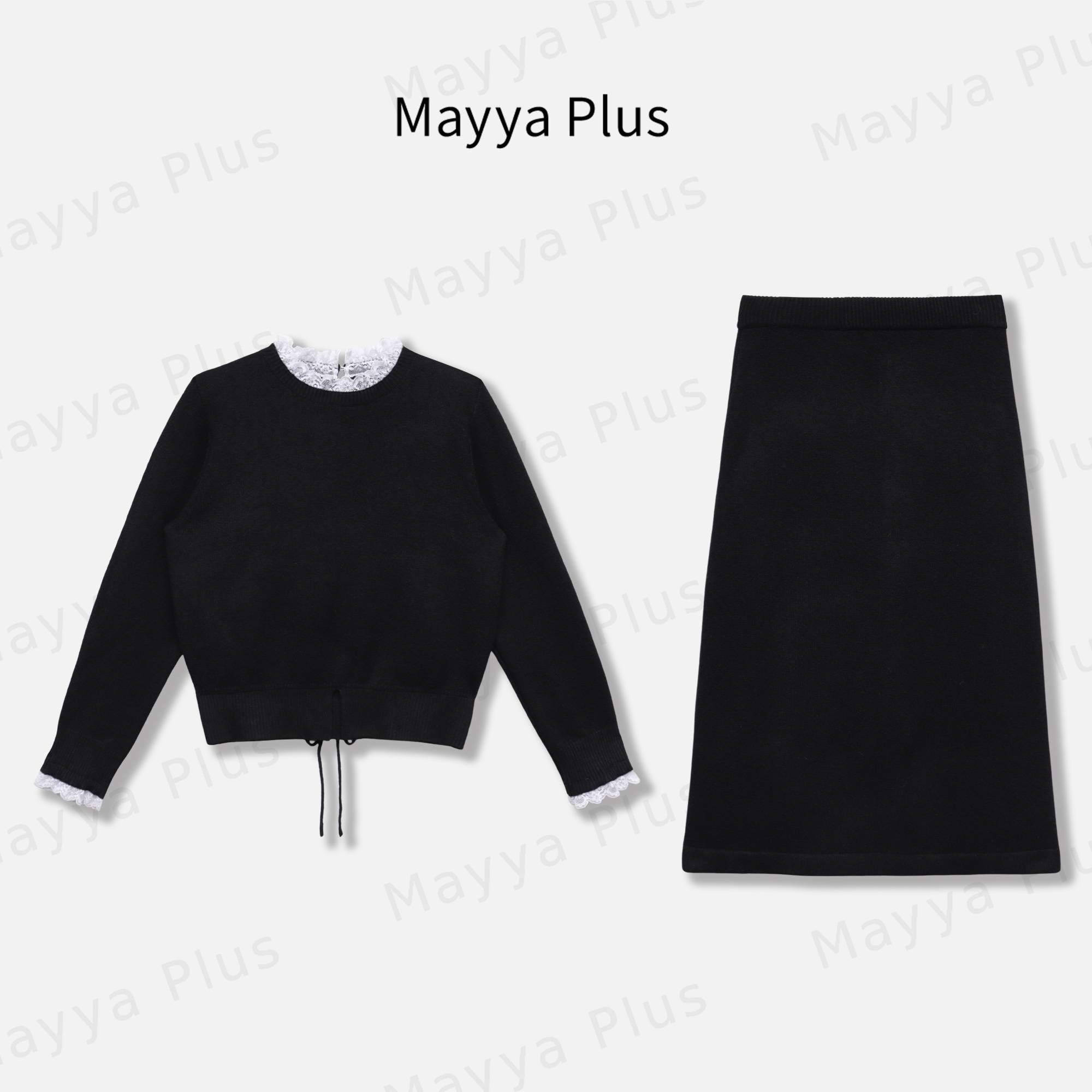 【巴黎慢调】Mayya Plus麦芽定制气质毛茸茸毛织套装32547658AB
