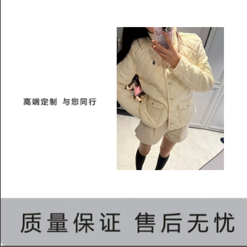 【Chic专属】老钱风菱格翻领棉服外套女 yu-06