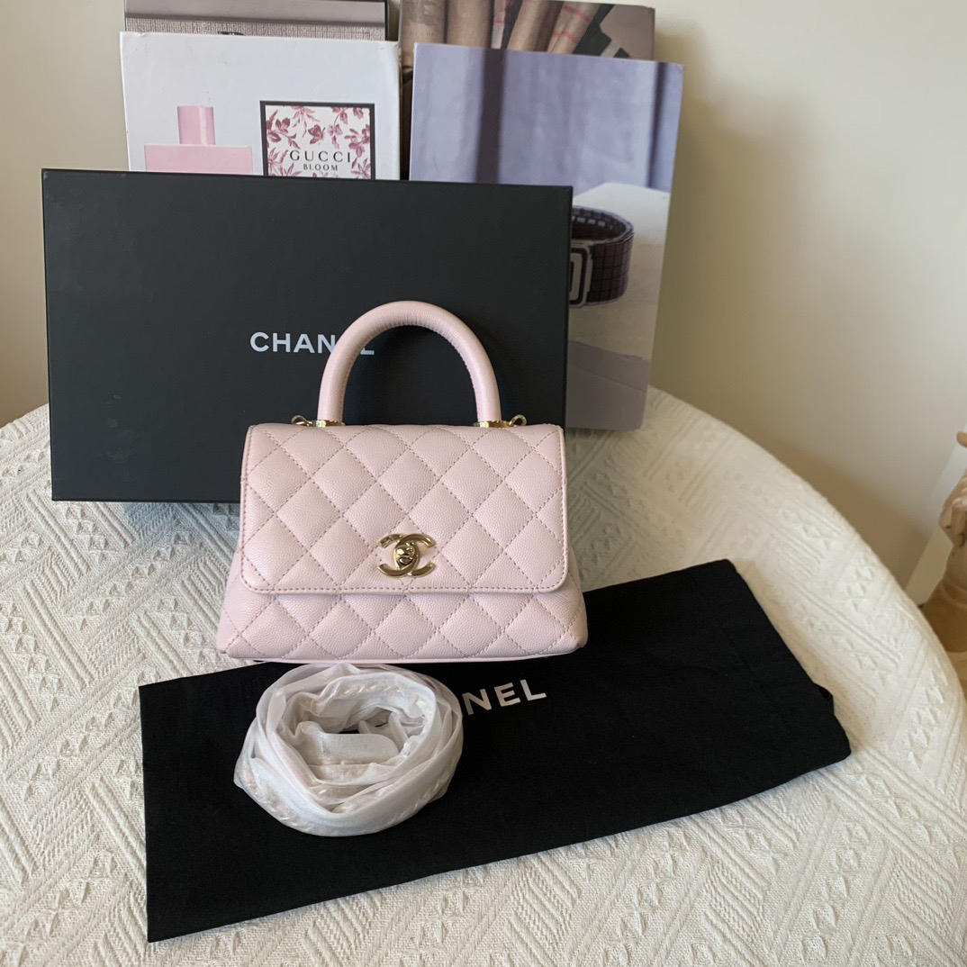 未使用 Chanel/香奈儿 22P荔枝樱花粉coco handle mini