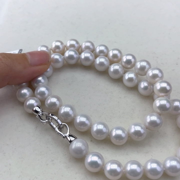 淡水珍珠颈饰银S925镶嵌9-10极光高品