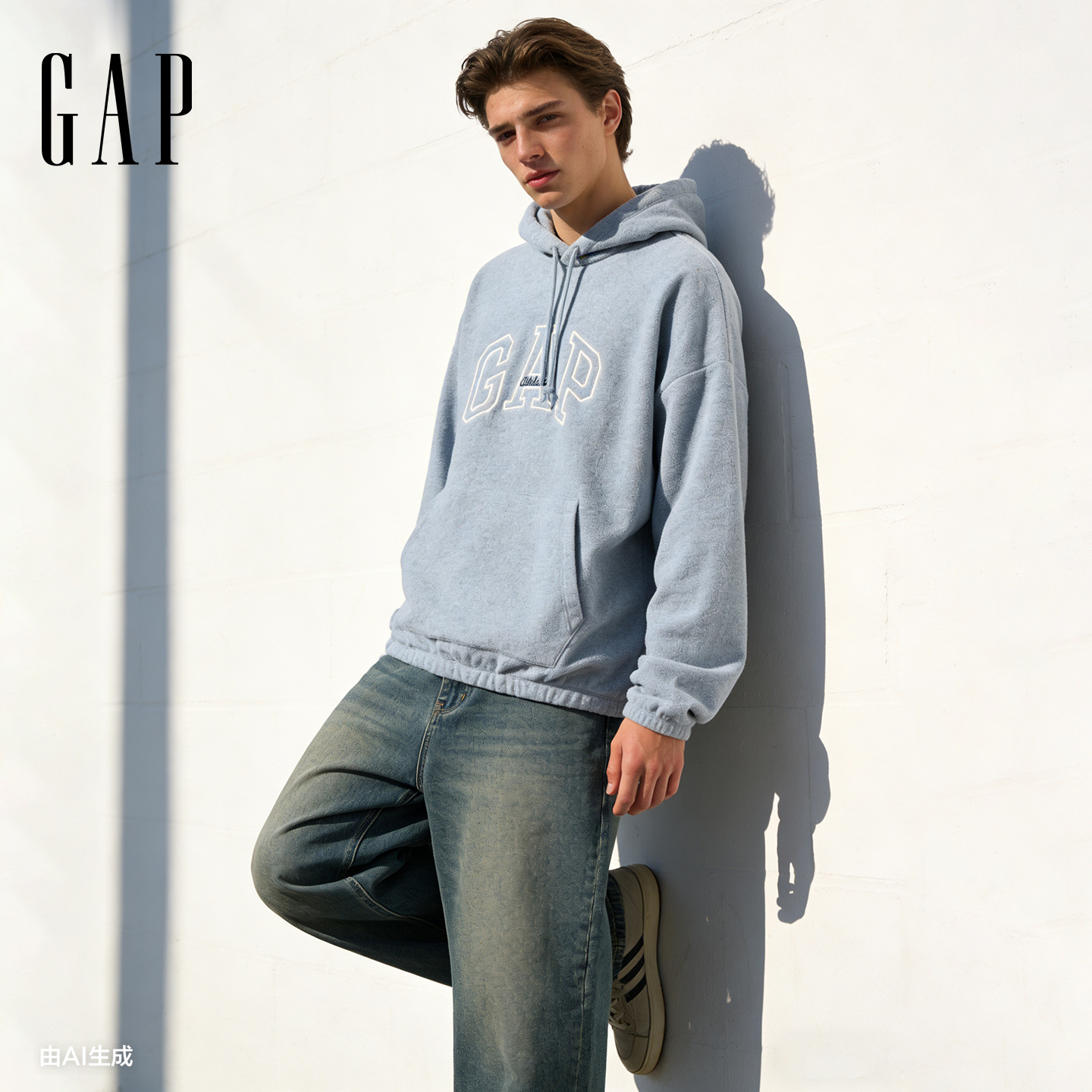 【成毅代言】Gap男女装2025冬季新刺绣摇粒绒连帽卫衣美版853426