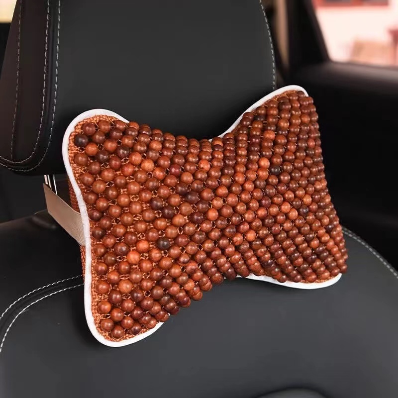 缅甸花梨木珠车载透气枕头靠颈椎枕一个 XT1081