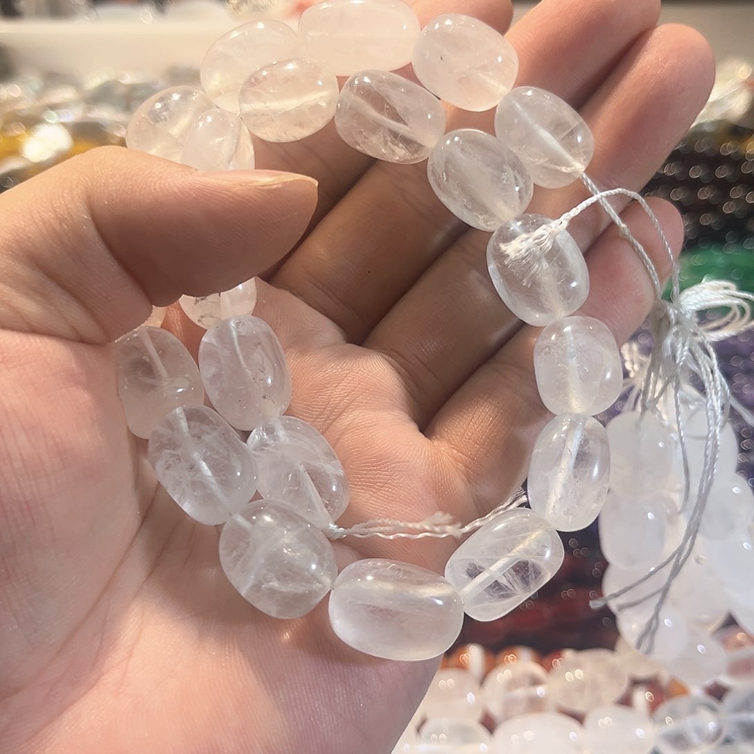 玛瑙/玉髓合金珠宝半成品白水晶一条13x17mm