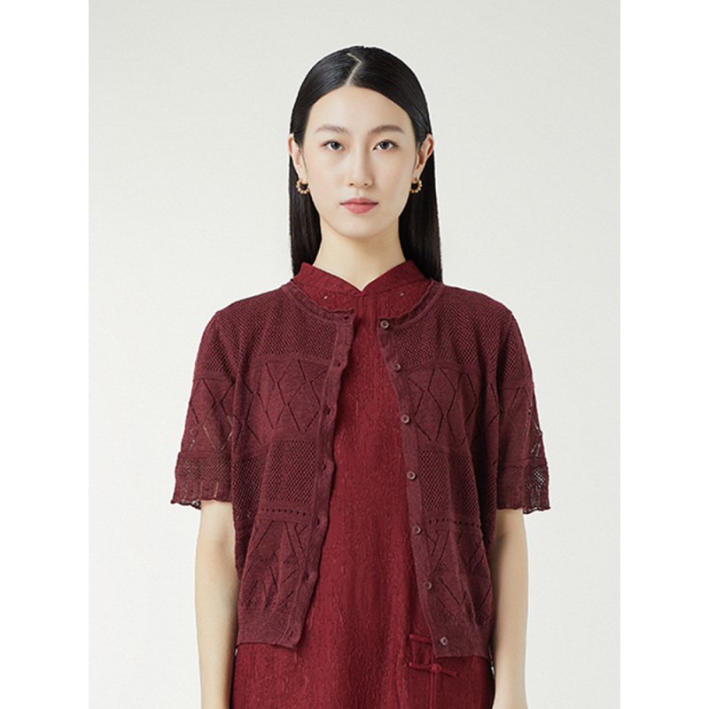 菲姿FEIZI夏款镂空针织上衣2B848