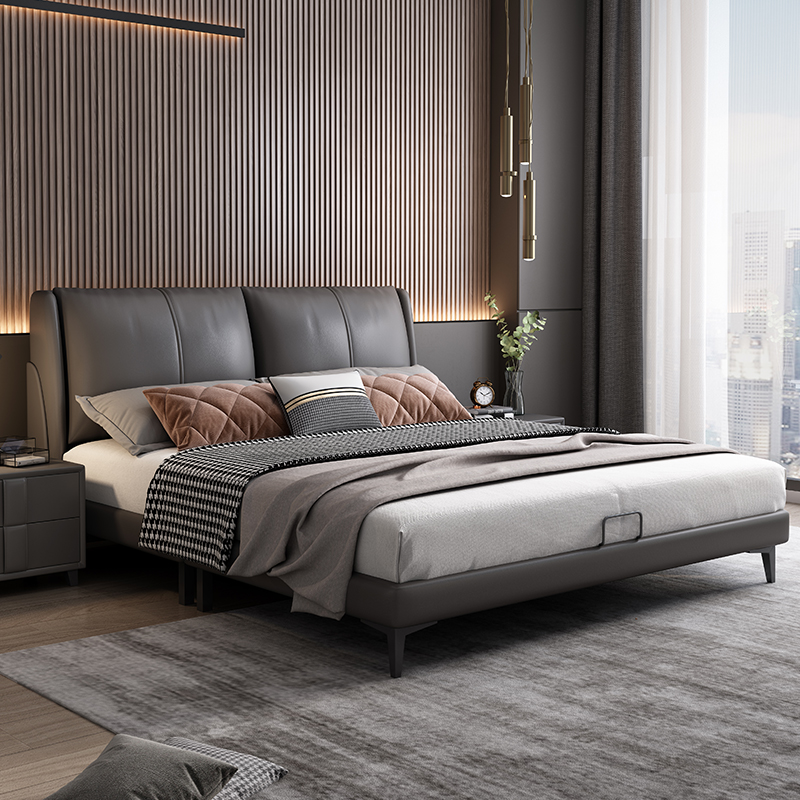 双人床简约现代轻奢北欧皮床1.5米1.8米主卧室双人床大小户型