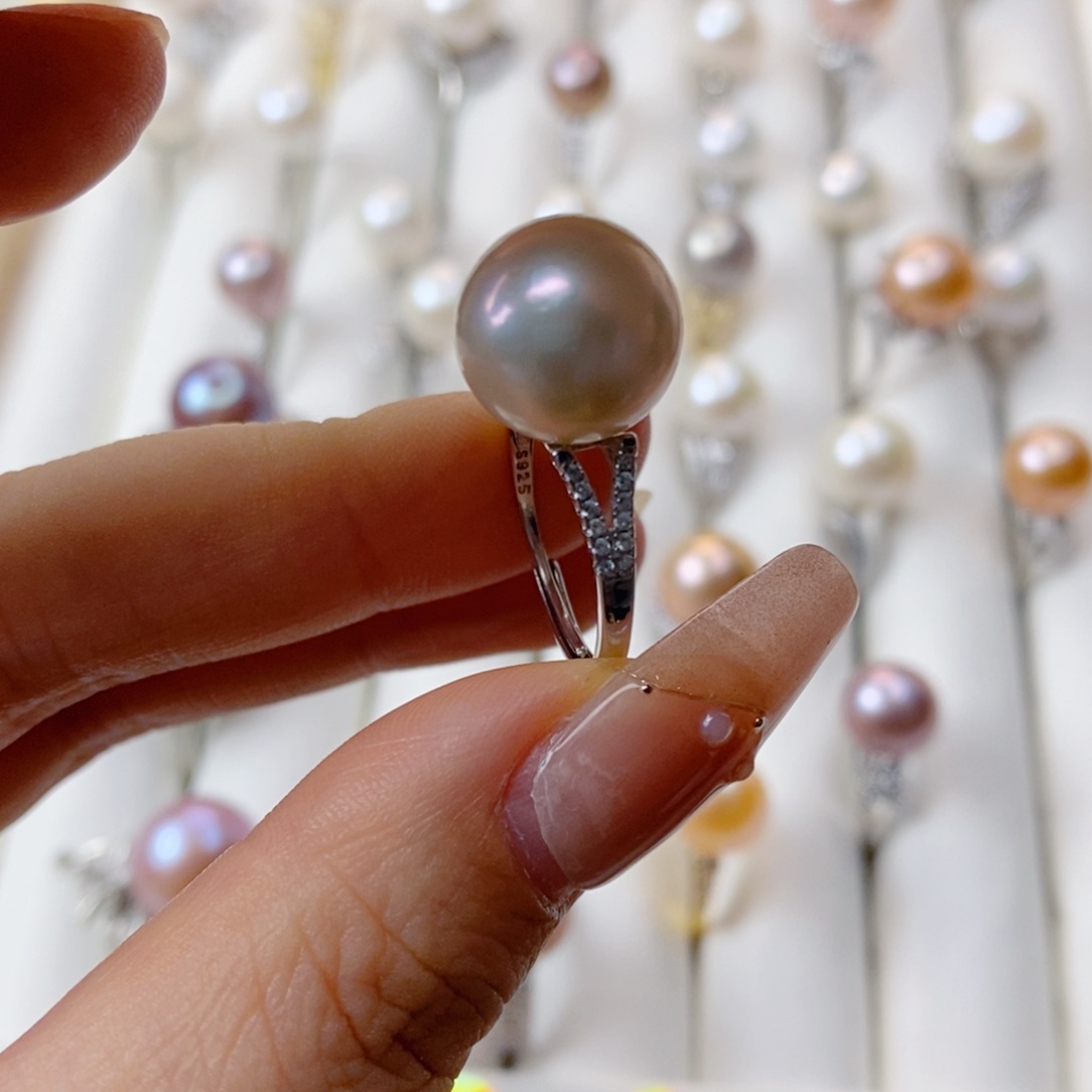 淡水珍珠戒指银S925镶嵌